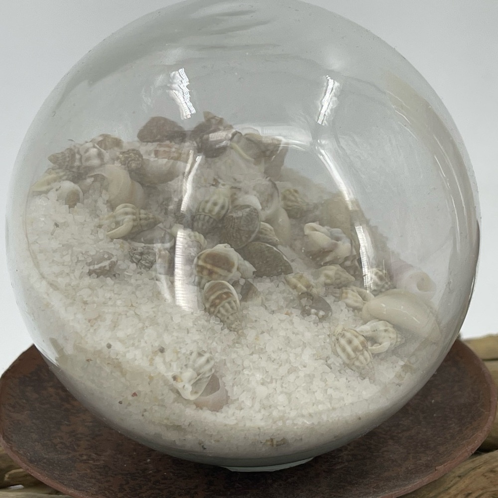 Driftwood Beach Beachy Rustic Seashell 2 Glass Globes 1 Candle 24”x3.5 Decor NWT - Picture 12 of 16